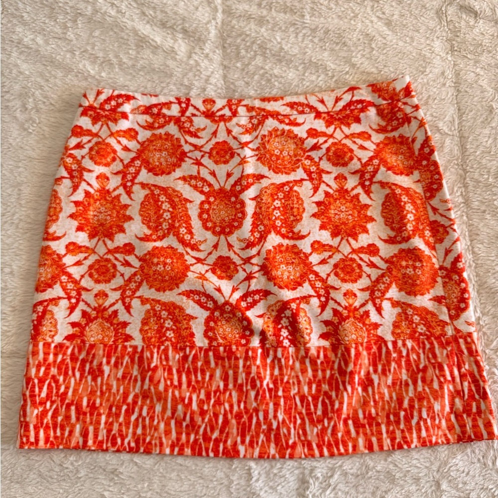 Michael Kors Orange Floral Mini Skirt – Size 10 | Fall Statement Piece